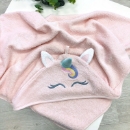 Prosop bebe copii cu gluga din bumbac, Unicorn (2)